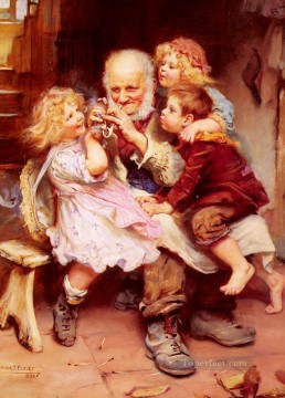  Child Painting - Grandfathers Favorites idyllic children Arthur John Elsley